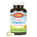 Carlson - Kid 's Chewable Vitamin C, 250 mg, 1 g cukru, imunitní podpora a optimální Wellness, Antioxidant, Tangerine, 60 Vegetariánských tablet