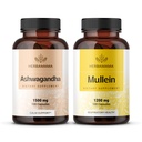 HERBAMAMA Ashwagandha and Mullein Kit - Bundle of 1500 mg Ashwagandha Root & 1200 mg Mullein Leaf Capsules 100 Caps - Vegan, Non- GMO, Sugar & Alcohol- Free - 2 Pack