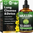 Mullein Drops for Lungs, 3-in-1 Mullein Leaf Extract for Lungs Health, Herbal Respirate Lung Health Supplementary Supplementary, Support Imunity & Digestive Wellness, Sugar & Alcohol- Free - 2 FL OZ