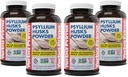 Yerba Prima Psyllium Husks Powder - 12 oz (balení po 4) - Přírodní Vláknina dodatek - Colon Cleanse - Gut Health - Vegan, Non- GMO, gluten- Free (New Label - Balení May Vars)