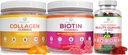 Očistěte život mořský kolagen, Biotin, & Vegan Collagen Bundle, Žvýkačky pro vlasy kůže a nehtů (Bulk - 90 Žvýkačky), společná péče vitamin, imunitní podpora, Krása, Detox & Cleanse, Náhradní kapsle, pilulky