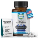 Triple Magnesium dodatek, 235mg, Dimagnesium Malate, Citrát, Lysinate Chelate, 60 Kapsle, Podporuje spánek, Svalová relaxace, Kostní a srdeční zdraví, Energie & Nerve Funkce, USA Made