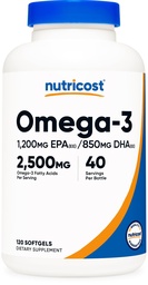 Nutricost Omega 3 Fish Oil - 2500MG, 120 Softgels (40 Serv) - Fish Oil, Wild Caught! 1200mg EPA 850mg DHA - Non- GMO, bez glutenu