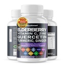 Elderberry Quercetin Bilberry Turmeric Tart Vitamin C Vitamin D3 Zinek Black Pepper - Vyrobeno v USA