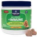 Původ Labs Alergie a imunitní podpora Dodatek, Omega 3 Fish Oil, Bee Pollen, Colostrum, Probiotika, Prebiotika pro Gut zdraví, kůže a coat zdraví, Antioxidanty, Turecko Flavor, 90 měkkých žvýkaček