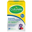 Culturelle Imunity Defense Daily Probiotic for Women & Men - 28 Count, Mixed Berry Chewables with 4-in-1 Immunication Support. Probiotický vitamín C, vitamín D a bezinky