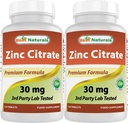 Nejlepší Naturals Zinek 30mg doplňky (jako zinek Citrát) - zinek Vitamíny pro dospělé Imunitní Podpora - 120 Tablety (120 Počet (Balení po 2))