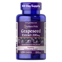 Puritan 's Pride Grapeseed Extract 200mg, dodatek stravy pro antioxidant a podporu srdečního zdraví, 2 měsíce dodávky, 120 Rychlé uvolnění kapsle