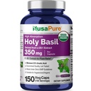 NusaPure USDA Organic Holy Basil Capsules 20: 1 Extract, 350 mg Ekvivalentní s 7,000mg Faz124; 150 Vegan Caps Az124; Tulsi Holy Basil Leaf Extract Az124; 2,5% Ursolic Acid Az124; Non- GMO