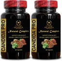 Generická Candida PRO - Přírodní bylinné oregano a kyselina kadeřavá, stravitelné zdraví, probiotika, Candida Detox, Black Walnut, Wormwood - 2 láhve