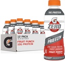 Gatorade Zero With Protein, 10g Syrovátkový izolát, Nulový cukr, Elektrolyty, Ovocný punč, 16.9 Fl Oz, 12 Pack