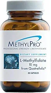 MethylPro L Methylfolát 10mg (z Quatrefolii) - profesionální síla L- Methylfolátový dodatek pro podporu mozku a nálady - MTHFR dodatek (30 Kapsle)