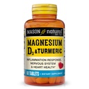 MASON NATURAL Magnesium & Vitamin D3 s kurkumou, 60 denní zásobovací dietní dodatek s 500 mg hořčíku, 3000 IU vitaminu D3 a 150 mg kurkumy