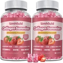2 Packs Vegan 2500Mg Kolagenové gumy pro ženy proti stárnutí, kůže, hřebíky, kolagen Typy 1 a 3, Biotin, Mosy moře pro muže - Cukr zdarma, Non- GMO, 120 Počítá kolagenové doplňky Gumy