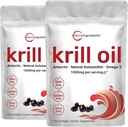 2 Pack Antarktida Kril Oil dodatek, 1000mg per Serving, 120 Soft- gely každý, bohaté na Omega-3s, EPA, DHA & Astaxanthin, podporuje zdraví mozku, Premium Krill Oil kapsle kapalné