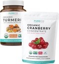 Kurkuma a brusinkový prášek (3- Month Supply) Berry Turmeric Blend Bundle of Organic Turmeric Curcumin with Black Pepper & Ginger (120 Caps) & Organic Cranberry Concentrate Powder Extract (100 Scoop)