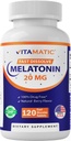 Vitamatic Melatonin 20 mg tablety - přírodní Berry Flavor - 120 Vegetariánských tablet na láhev - 6 lahví (celkem 720)