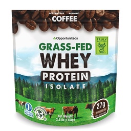 Opportuniteas Protein Coffee Powder - Zero Sugar, No Sweeteners – Grass Fed Whey Protein Isolate and Real Colombian Coffee – No Added Flavors, Clean Energy & Muscle Recovery, 2.5lb