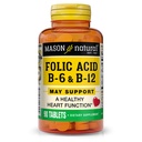 MASON NATURAL kyselina listová s B, 6 & B, 12, 90 Day Supply, podporuje normální srdeční zdraví a metabolické funkce