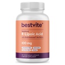 BESTVITE R- Lipoic Acid 100mg Stabilizovaný s Bio- Enhanced ® Na- RLA (120 Vegetariánské kapsle) No Stearates - No Flow Agents - Vegan - Non- GMO - Gluten Free