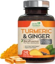 Kurkumin dodatek 2600mg - s organickým zázvorem a kurkuminoidy, 95% kurkuminoidy, BioPerine Black Pepper pro nejlepší absorpci, Nature Vegan Joint Support, Non- GMO, Lahve v USA - 240 Kapsle