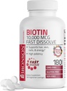 Bronson Biotin 10,000 MCG Lozenges Rychlý rozpustit vysokou potenci podporuje vlasy, kůže a nehty Smíšené Berry Flavor - Non- GMO, 180 Vegetariánské Lozenges