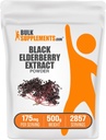 BulkSupplements.com Elderberry Extract Powder - Elderberry Sourced from Black Elderbrry, Immunní Supplement - Gluten Free - 175mg per Serving, 500g (1,1 lbs) (Balení po 1)
