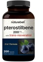 Pterostilben s 98% Trans- Resveratrol, 200mg per Serving, 200 Kapsle 124; přirozeně sourced z divokých borůvek - Antioxidant dodatek pro podporu zdravého stárnutí - Non- GMO