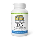 Přírodní faktory Vegan Vitamin D3 2000 IU - Podporuje kostní a imunitní zdraví - Plant- Based Cholekalciferol - Vegetariánské kapsle - 90 Kapsle (90 Služeb)