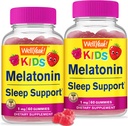 WellYeah Kids Melatonin Gummies 1 mg (2 balení) - Drug- Free Sleep Aid Gummy Supplementary, Sleep Support for Kids - Gluten Free, Gelatin Free, Non GMO, Vegetarian - Natural Sourced Flavor - 60 Gummies