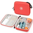 Fukumi Hard Travel Case pro Asthma Inhaler, Inhaler Spacer Case pro děti a dospělé, Masky, Asthma Příslušenství Pouzdro s Mesh Pocket for Medicine a další příslušenství, Red (Pouzdro pouze)