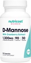 Nutricost D- Mannose s Cranberry Extract pro ženy 1300mg 90 Kapsle