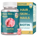 Vlasy Kůže a nehty Biotin Gummies, Podporuje zdravé vlasy, kůže a nehty, Vegan Vitamíny pro ženy a muže, Podporuje růst vlasů a silnější nehty, Zdravá kůže, 30 Den Dodávka