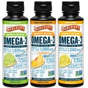 Barlean Omega 3 Rybí olej tekutý dodatek 3-Flavor Variety Pack pro muže a ženy, EPA a DHA Fatty Acid, zahrnuje Key Lime Pie, Lemon Crème a Mango Peach Flavors, 8 oz