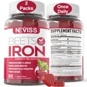Řepné kořenové gumy s železem, methyl B12, Folát, Vitamin C - Zvýšení oxidu dusnatého & Železné hladiny, Podpora energie, Boj Únava, Beetroot & Gentle Železný dodatek, Cukr zdarma, 120 Počet