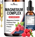 Komplexní doplněk hořčíku, 400 mg Glycinátu hořečnatého, Malate & Citrát Vitamin Blend pro ženy a muže, vysoká absorpce - pro relaxaci, dobrý spánek a nervové zdraví (60ML / Malina)