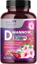 D-Mannose doplněk 1,350mg - s Cranberry, Hibiscus & Pampeliška - Fast-acting, přírodní močový trakt & močová měchýř podpora pro ženy & muže - Flush & Cleanse Nečistoty - Non- GMO, Vegan - 60 Kapsle