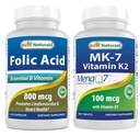 Nejlepší Naturals Folic Acid 800 mcg & Vitamin K2 (MK7) s D3