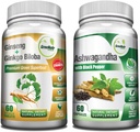 GreeNatr Premium Bundle pro holistické Well- Bytí: Organic Ashwagandha Kapsle, s Black Pepper pro Stress Relief, Plus Ginseng + Ginkgo Biloba Tablety, tradiční energetický booster.