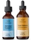 HERBAMAMA Adrenal Support and Super Immunication Mushrom Blend Kit - Bundle of Liquid Adrenal Support Complex 2 fl oz & Super Immunitary Mushroom Drops 4 fl oz - Vegan, Non- GMO, Sugar & Alcohol- Free - 2 Pack