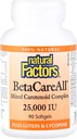 Přírodní faktory, BetaCareall 25 000 IU, Vitamin A pro zdravou pleť, vize a imunitní funkce, 90 Softgels