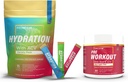Sugar Free Hydration Powder Packets Variety - 15 Stick Packs & PreWorkout Prášek s ACV 124; Teplo, Cvičení, Cestování, Denní hydratace + Superfood Energy & All- Natural Nitric Oxide Booster Plus kofein