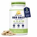 Naše Daily Vites ADK 10 Double Strength (10.000 iu) Vitamíny A1, D3 & K2 (jako MK7) - Lékařský certifikovaný doplněk pro podporu kostí a imunitního systému - Gluten Free, Non- GMO - 90 Vegetariánské kapsle