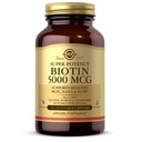 Solgar Biotin 5000 mcg - Podpora zdravé pokožky, nehtů a vlasů - Podporuje výrobu energie, protein, karbohydrát a tukový metabolismus - vitamín B - Non GMO, Vegan, gluten zdarma - 100 Služeb, Neochucené, Standardní balení, 100 Počet