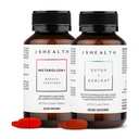 JSHealth Vitamíny Bloating Bundle - Zahrnuje Detox + Debloat Játra Zdravotní vzorec & Metabolismus + Podpora přírodní energie