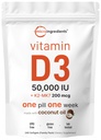 Mikroingredience Vitamin D3 50 000 IU + K2 MK- 7 200 mcg, 240 Softgels CLAS124; Virgin Coconut Oil CLAS124; 2- in-1 Bone, Imunite & Heart Support CLAS124; Easy to Swallow, Non- GMO