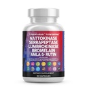 Čistá nutracetika Nattokináza 4000 FU Serrapeptáza 120000 SPU Lumbrokináza doplněk enzymu s Bromelain Papain Enzymes Rutin Extract Amla Magnesium Vitamin B6 & VIT C Kapsle