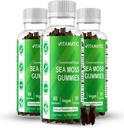 Vitamatic 3 Pack Irish Sea Moss Gummies - 3000mg Ekvivalentní Per Serving (od Extract 132.5 mg) - 60 Ct - Made with Bladderwrack & Burdock Root - Seamoss dodatek pro štítnou žlázu, energie, imunitní podpora