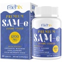 1200 MG SAM e dodatek pro mozek, mood, kloub a játra, vysoká absorpce SAM- e (S- Adenosyl- L- Methionin) s CoQ10, 5-HTP, Enteric Coated 60 Tablet, Vegan