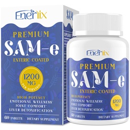 1200 MG SAM e dodatek pro mozek, mood, kloub a játra, vysoká absorpce SAM- e (S- Adenosyl- L- Methionin) s CoQ10, 5-HTP, Enteric Coated 60 Tablet, Vegan
